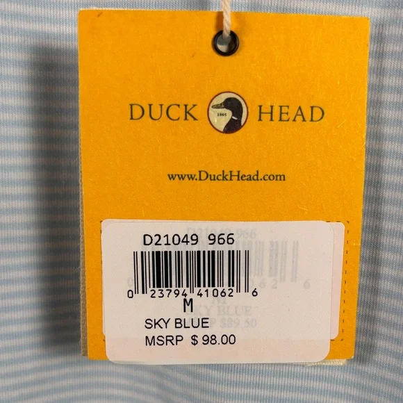 Duck Head Light Blue Striped Polo with Chest Pocket - Picture 2 of 9
